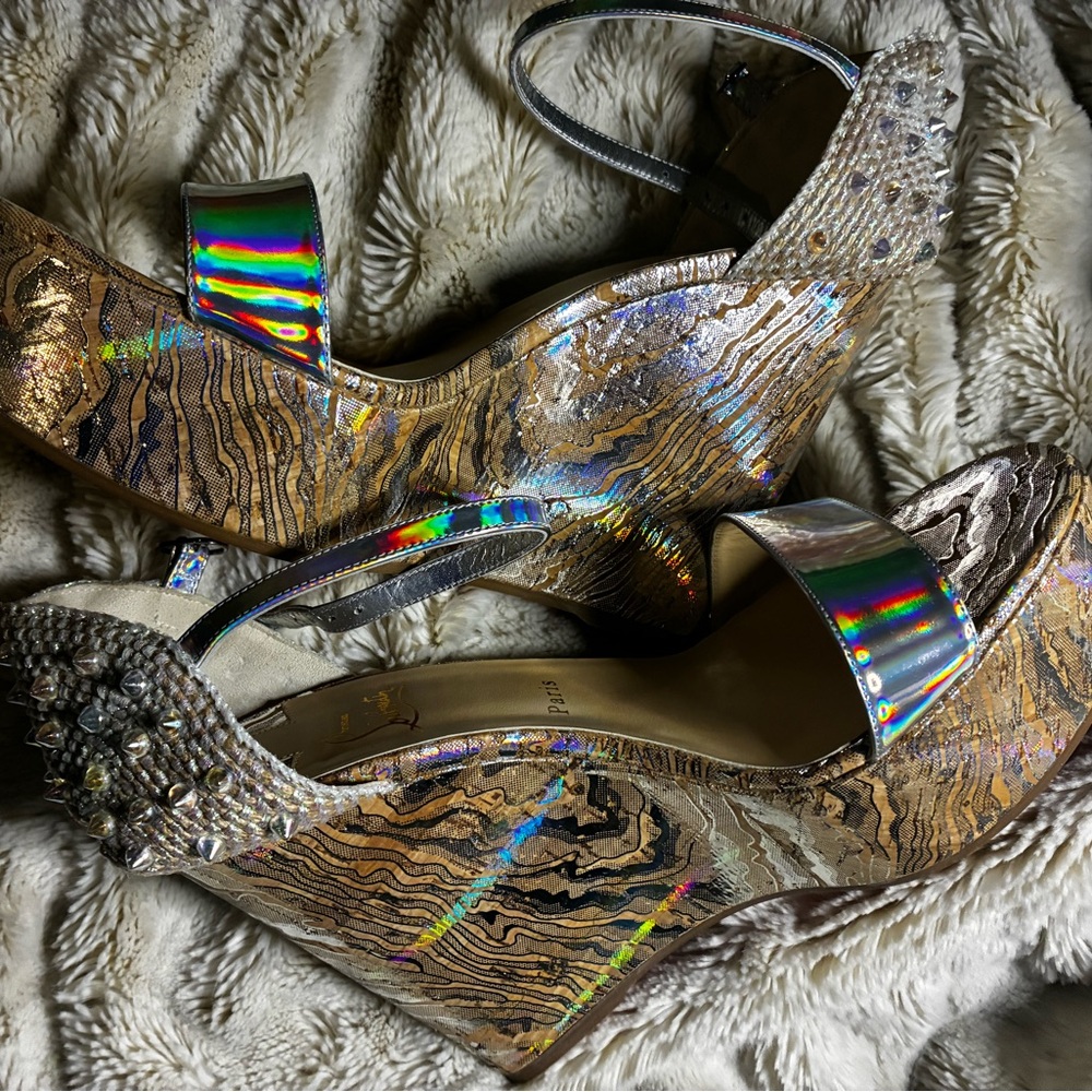 Christian Louboutin Holographic Gold Wedges